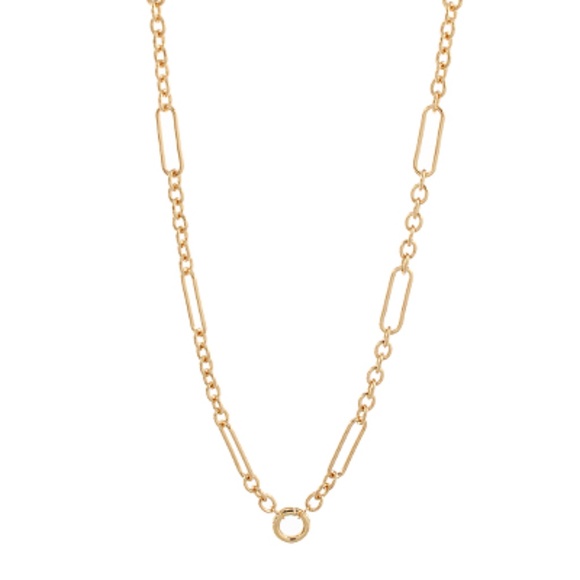 Circle & Paper Clip Chain Necklace - Picture 1 of 2